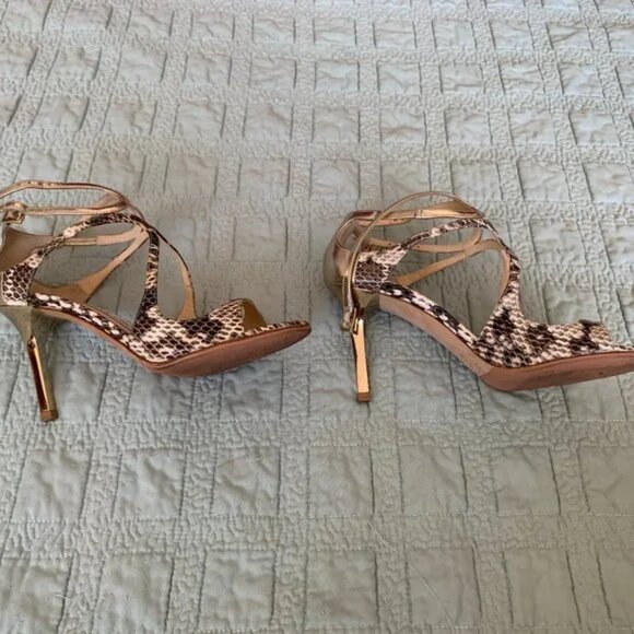 Jimmy Choo Ivette Sandals Snakeskin Light Platinum Size 34 w/ Box Dust Bag - Picture 5 of 15